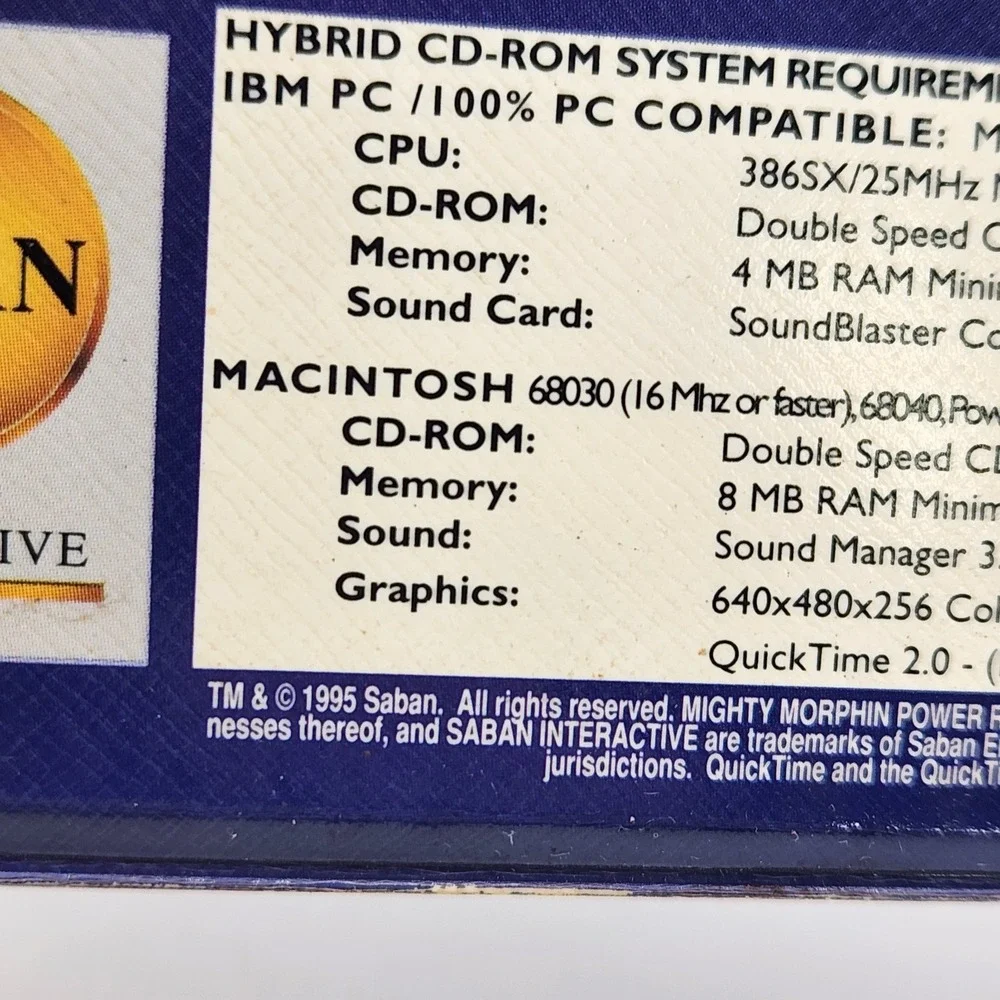 Mighty Morphin Power Rangers Create-A-Movie CD-ROM 1995 Saban PC‎ Mac